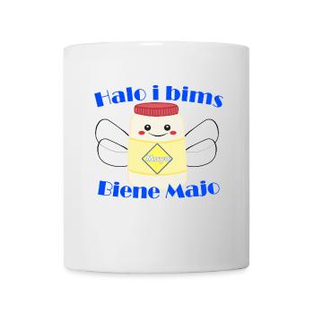 Halo i bims Biene Majo Flachwitz Shirt - Tasse - Weiß - Vorne