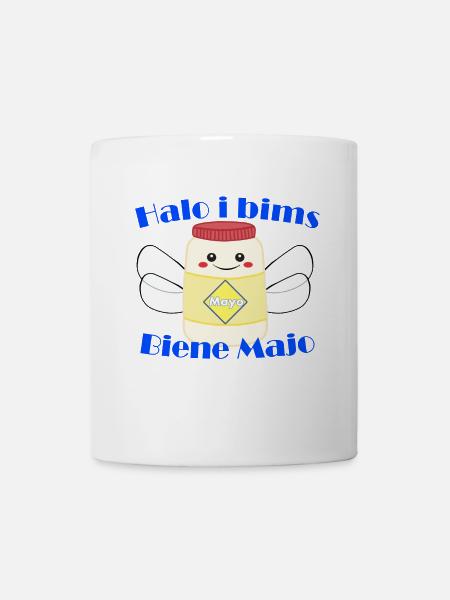 Halo i bims Biene Majo Flachwitz Shirt - Tasse - Weiß