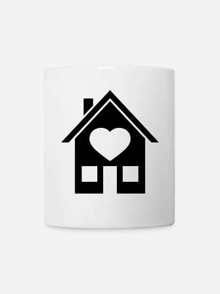 eigenheim haus herz symbol liebe gebaeude bauen wo - Tasse - Weiß