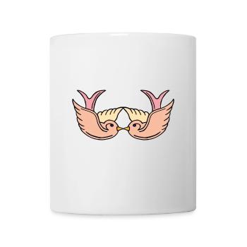 Hirondelles roses - Mug blanc - blanc - Devant