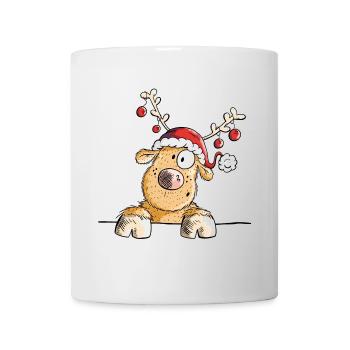 Weihnachtliches Rentier - Rentiere - Geschenk - Tasse - Weiß - Vorne