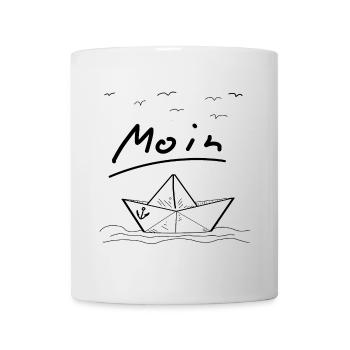 Moin Papierschiff Hamburg Meer Küste Kreuzfahrt - Tasse - Weiß - Vorne