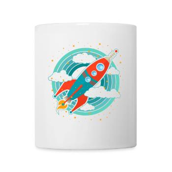 Retro Rakete (Kreise) - Tasse - Weiß - Vorne