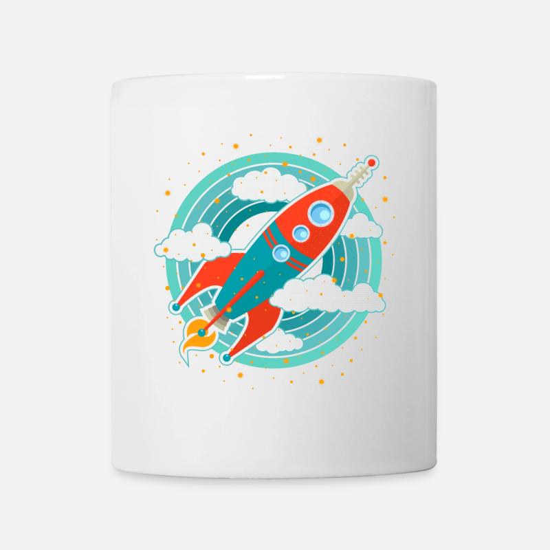Retro Rakete (Kreise) - Tasse - Weiß