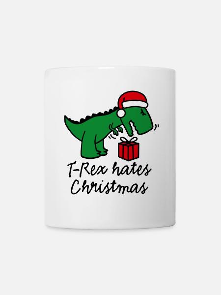 T-Rex hates Christmas ugly xmas dinosaure noël - Mug blanc - blanc