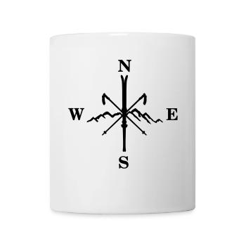 Ski, Berg und Kompass, Skifahren - Tasse - Weiß - Vorne
