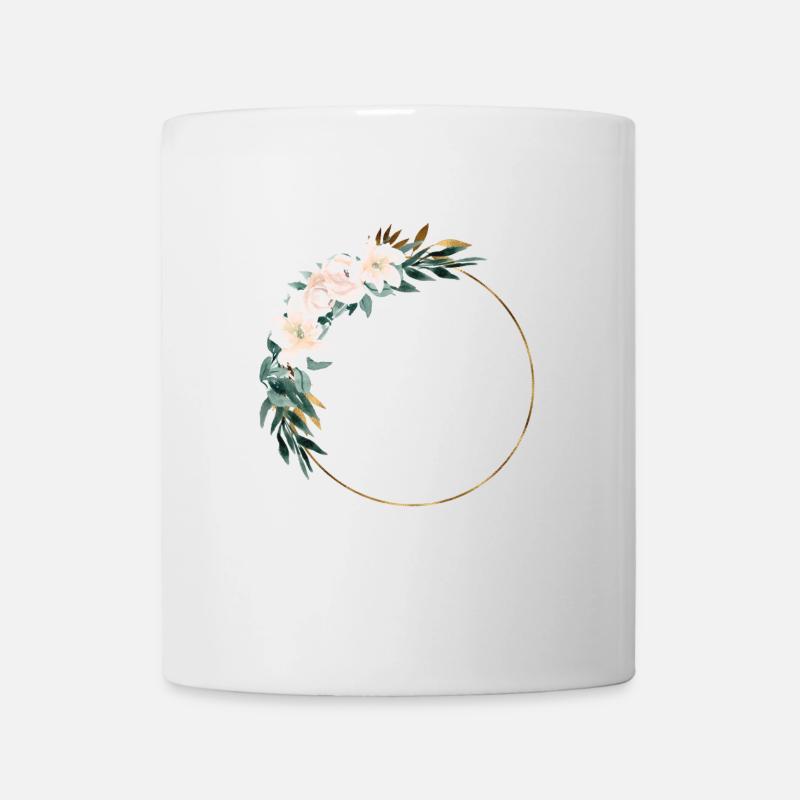 Personalisierbar Blumenkranz Boho - Tasse - Weiß
