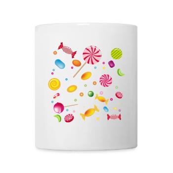 Eine Menge Süßigkeiten,Bonbons,Lollis und Kaugummi - Tasse - Weiß - Vorne