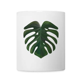 Feuille de la Monstera deliciosa - feuille de fenêtre - Mug blanc - blanc - Devant