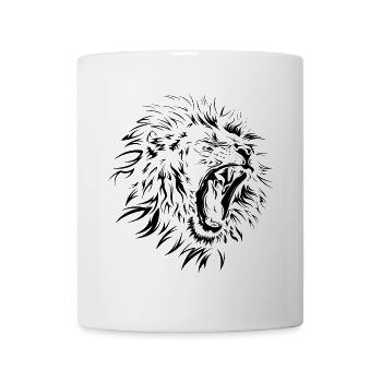 roaring lion portrait icon illustration icon - Mug - white - Front