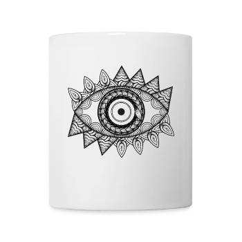 white and black - eye psychodelic hand painted - Mug - white - Front