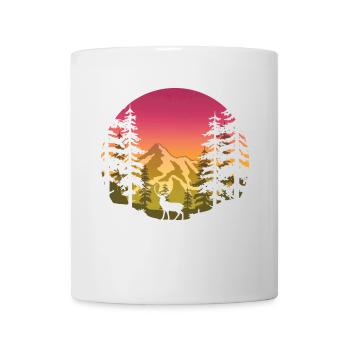 Deer in the forest (round / pink-yellow) - Mug - white - Front