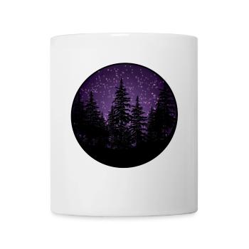 Dunkler Wald mit Lila Hintergrund - Tasse - Weiß - Vorne