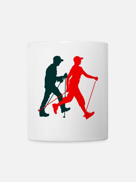 Nordicwalking walkers silhouette figures colorées - Mug blanc - blanc