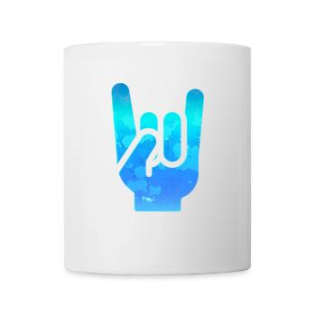 Rock Hand Gesture Gassy Blue Rock 'N' Roll Salut - Mug blanc - blanc - Devant
