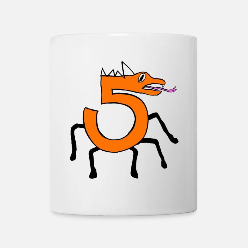 numéro sympa pour le 5ème anniversaire pour tous les fans de monstres - Mug blanc - blanc