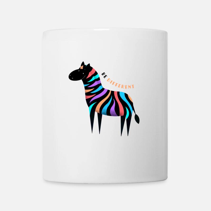 Sois différent! Doux zèbre coloré souriant - Mug blanc - blanc