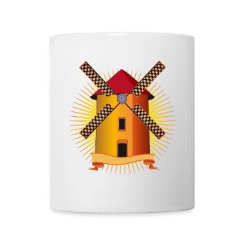 goldene Windmühle mit strahlendem Hintergrund - Tasse - Weiß - Vorne