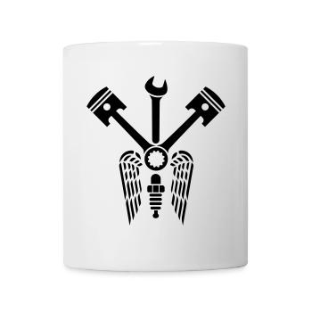Clé à piston croisée avec ailes et bougie - Mug blanc - blanc - Devant