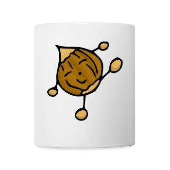 Nuss Haselnuss lustig cool positive Essen - Tasse - Weiß - Vorne