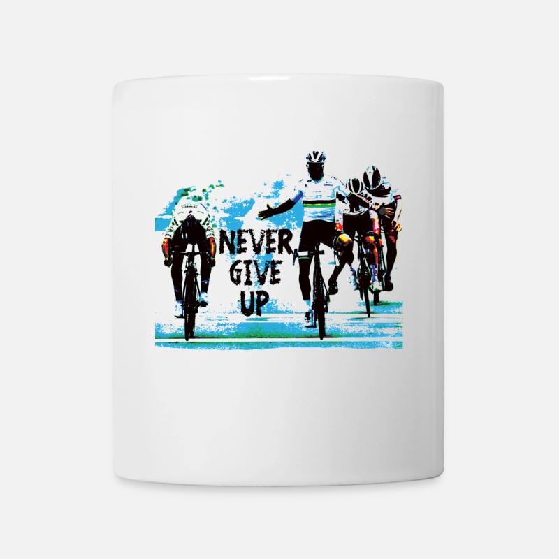 Gib niemals auf - Radfahren - Tasse - Weiß