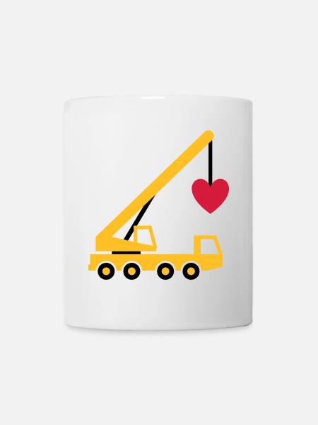 ★ Les couleurs de conception peuvent être modifiées ★ Grue mobile avec un cœur - Mug blanc - blanc