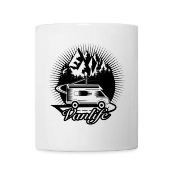 Campers on the road with Van Life typography - Mug - white - Front