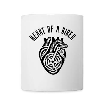 Heart of a Biker Fahrrad Herz Cycling Spruch - Tasse - Weiß - Vorne