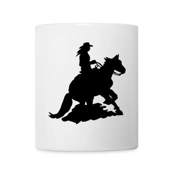Westernreiterin Sliding Stop, Whoa Quarterhorse - Tasse - Weiß - Vorne