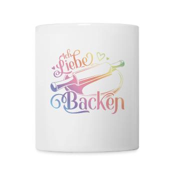 Ich liebe Backen Herz Nudelholz Bäcker - Tasse - Weiß - Vorne
