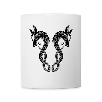 Schwarzer Drache mit zwei Köpfen - Tasse - Weiß - Vorne
