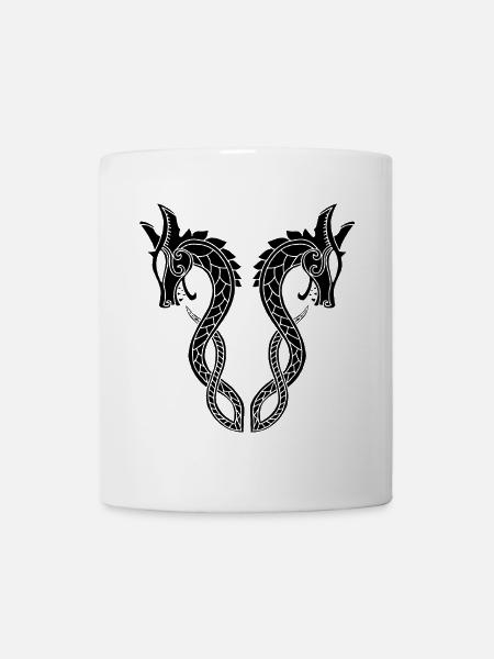 Dragon noir à deux têtes - Mug blanc - blanc