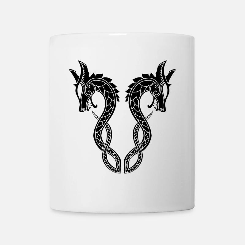 Schwarzer Drache mit zwei Köpfen - Tasse - Weiß