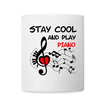 Musiktaste mit Herz und Klavier Cool bleiben - Tasse - Weiß - Vorne
