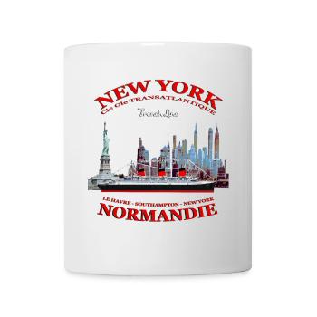 PAQUEBOT NORMANDIE NEW YORK Louis RUNEMBERG ©Adagp - Mug blanc - blanc - Devant
