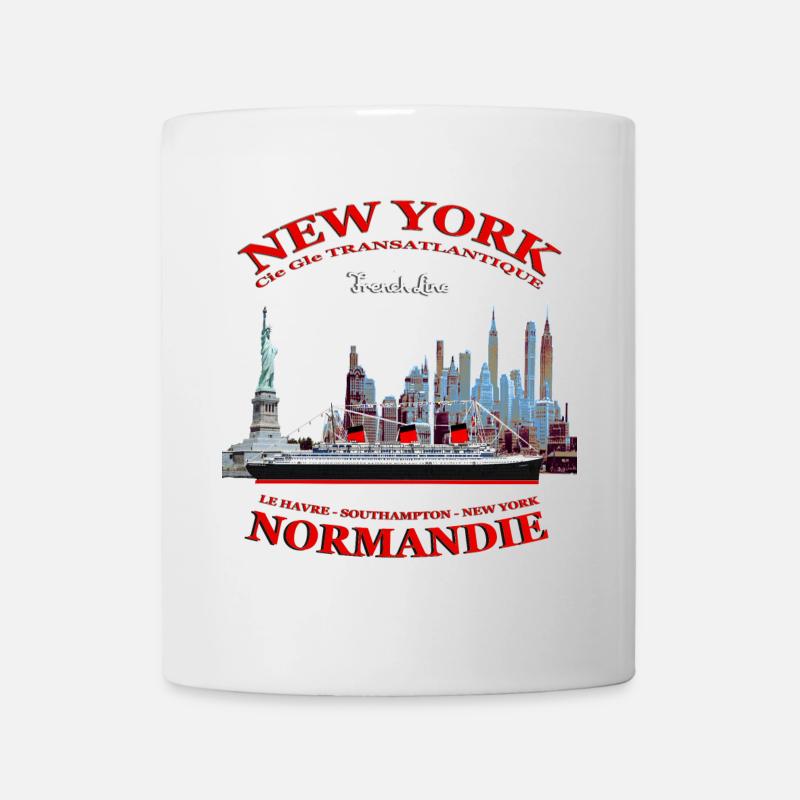 PAQUEBOT NORMANDIE NEW YORK Louis RUNEMBERG ©Adagp - Mug blanc - blanc