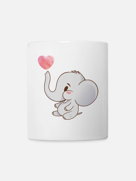 Lanceur de cœur Motifs d’éléphant - Mug blanc - blanc