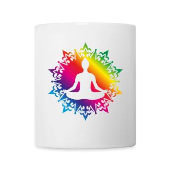 1000 yoga coloré avec silhouette - Mug blanc - blanc - Devant