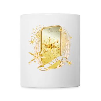 gold schimmernde Tarot Karte mit dem Stern Symbol - Tasse - Weiß - Vorne