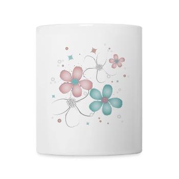 delicate flowers in pink and turquoise - Mug - white - Front