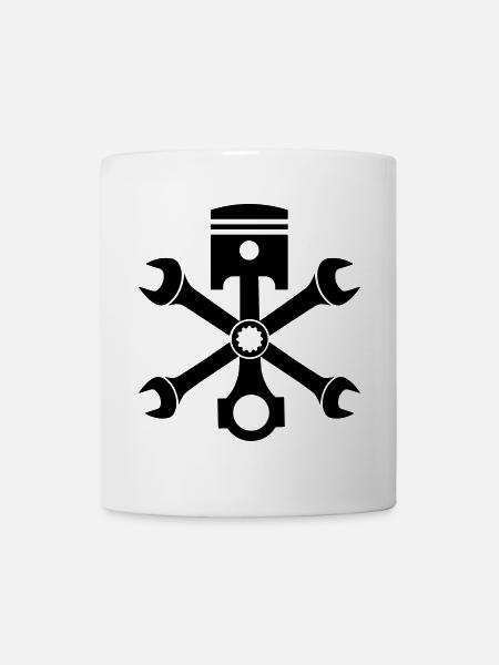 Moteur Pistons à clonage emblème croisé - Mug blanc - blanc