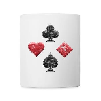 Cross Spades Diamond Heart Poker and Skat Game used look - Mug - white - Front