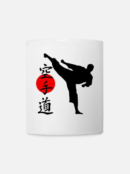 Karaté Yokogeri avec lettrage - Mug blanc - blanc