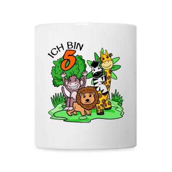 Ich bin 5 - 5. Geburtstag - Niedliche Tiere - Tasse - Weiß - Vorne