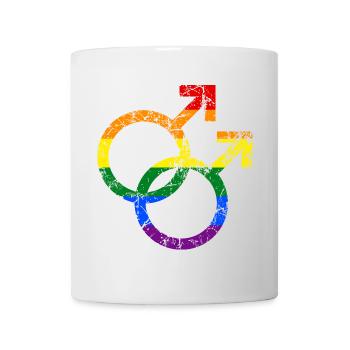 colorful lgbt gay mâle symbole grunge effet - Mug blanc - blanc - Devant