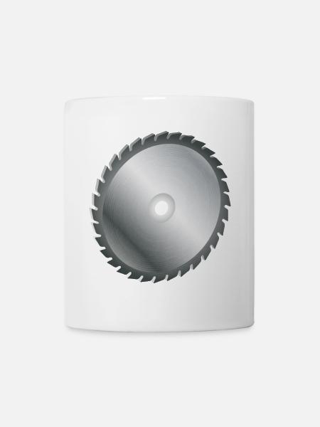 einzelnes Kreissägeblatt Metallfarben - Tasse - Weiß