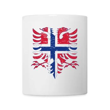 Albanien Norwegen Flagge used look - Tasse - Weiß - Vorne