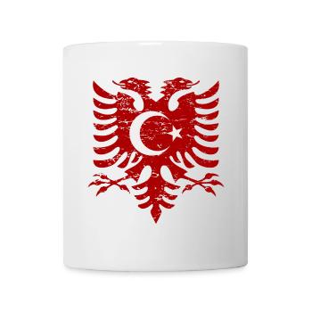 Albanien Türkei Flagge used look - Tasse - Weiß - Vorne