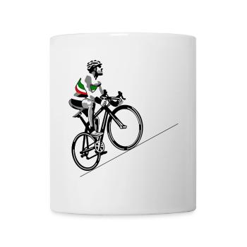 Cycliste avec drapeau italien - Mug blanc - blanc - Devant