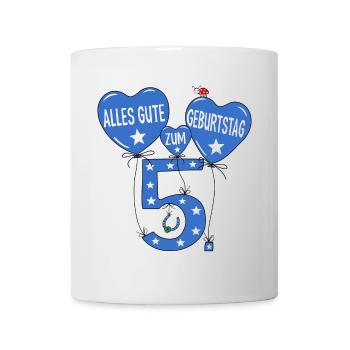 5. Geburtstag Alles Gute zum Geburtstag in Blau - Tasse - Weiß - Vorne